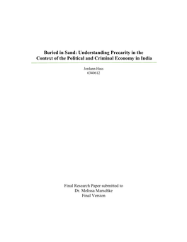 Understanding Precarity in the Context of the Political and Criminal Economy in India