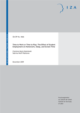 The Effect of Student Employment on Homework, Sleep, and Screen Time