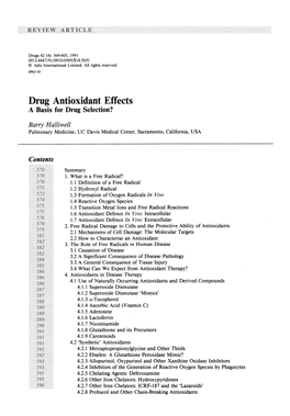 Drug Antioxidant Effects a Basis for Drug Selection?