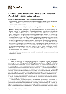 Scope of Using Autonomous Trucks and Lorries for Parcel Deliveries in Urban Settings