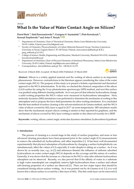 What Is the Value of Water Contact Angle on Silicon?