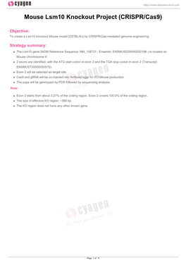 Mouse Lsm10 Knockout Project (CRISPR/Cas9)