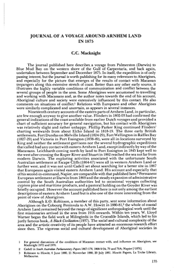 Journal of a Voyage Around Arnhem Land in 1875