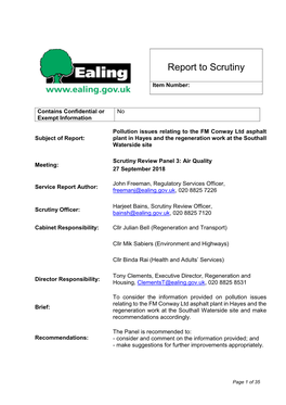 Report to Scrutiny