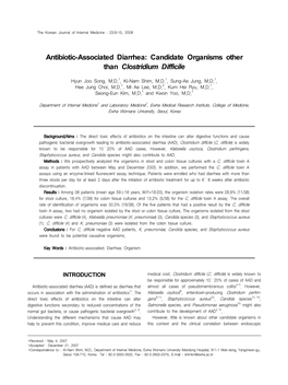 Antibiotic-Associated Diarrhea: Candidate Organisms Other Than Clostridium Difficile