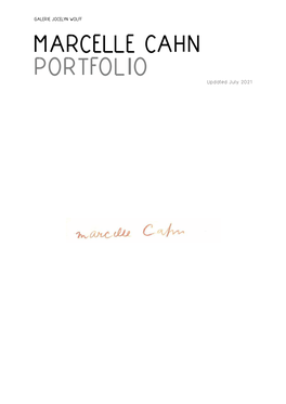 MARCELLE CAHN PORTFOLIO Updated July 2021