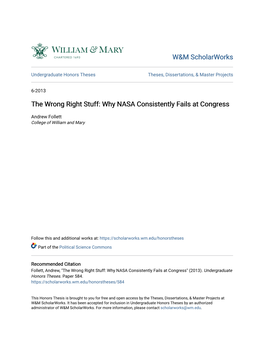 Why NASA Consistently Fails at Congress