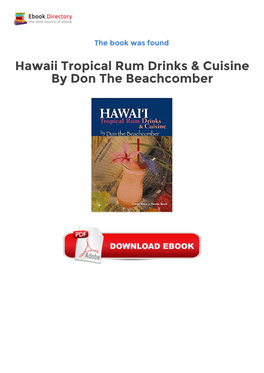 Ebook Hawaii Tropical Rum Drinks & Cuisine by Don The