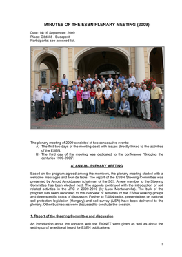 Minutes of the Esbn Plenary Meeting (2009)