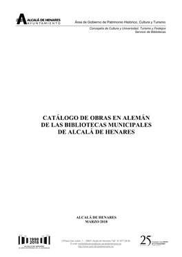 Obras En Alemán De Las Bibliotecas Municipales De Alcalá De Henares
