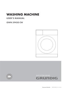 Washing Machine User‘S Manual Gwn 59450 Cw