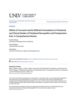 Effects of Curcumin and Its Different Formulations in Preclinical and Clinical Studies of Peripheral Neuropathic and Postoperative Pain: a Comprehensive Review