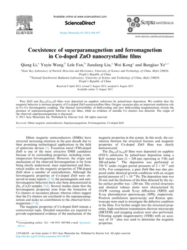 Coexistence of Superparamagnetism and Ferromagnetism in Co-Doped