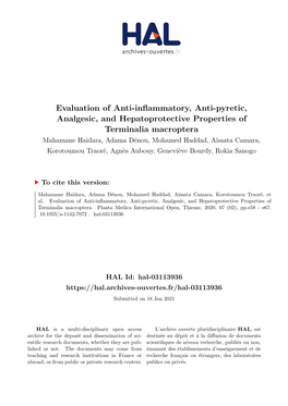 Evaluation of Anti-Inflammatory, Anti-Pyretic, Analgesic, And