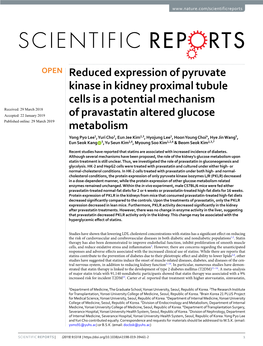 Reduced Expression of Pyruvate Kinase in Kidney Proximal Tubule