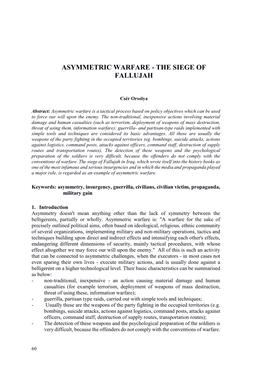 Asymmetric Warfare - the Siege of Fallujah