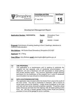Development Management Report