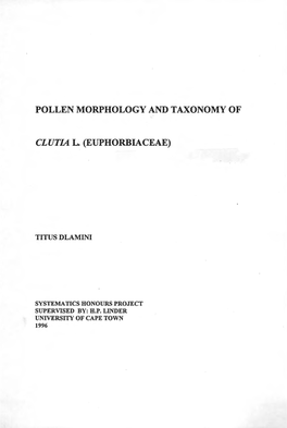 Pollen Morphology and Taxonomy of Clutia L. (Euphorbiaceae)