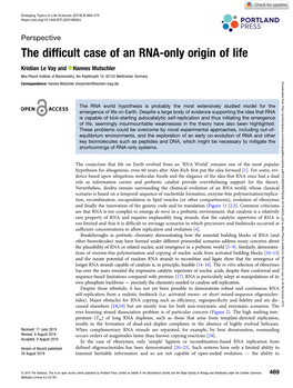 The Difficult Case of an RNA-Only Origin of Life