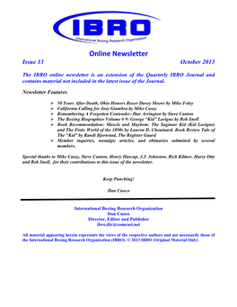 Online Newsletter Issue 13 October 2013