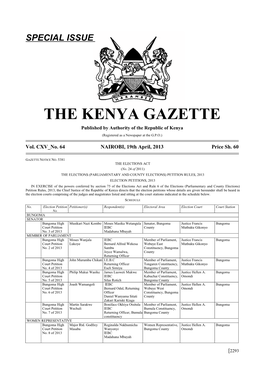 Special Issue the Kenya Gazette