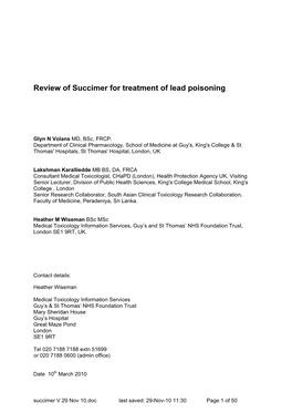 Review of Succimer for Treatment of Lead Poisoning