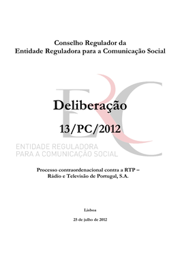 Deliberação 13/PC/2012