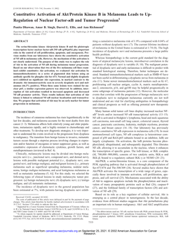 Constitutive Activation of Akt/Protein Kinase B in Melanoma Leads to Up- Regulation of Nuclear Factor-␬B and Tumor Progression1