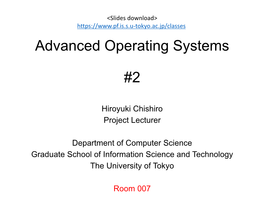 Advanced Operating Systems #1