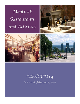 Montreal: Restaurants and Activities USNCCM14