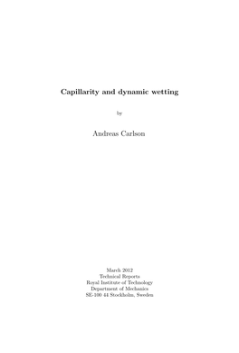 Capillarity and Dynamic Wetting Andreas Carlson