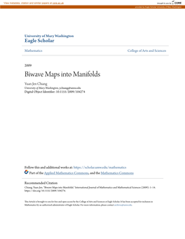 Biwave Maps Into Manifolds Yuan-Jen Chiang University of Mary Washington, Ychiang@Umw.Edu Digital Object Identifier: 10.1155/2009/104274