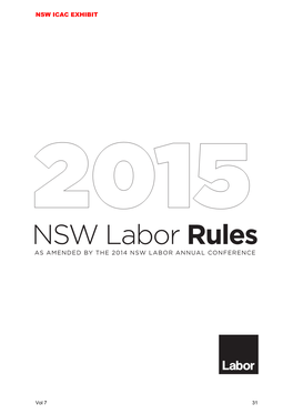 NSW Labor Rules AS AMENDED by the 2014 NSW LABOR ANNUAL CONFERENCE