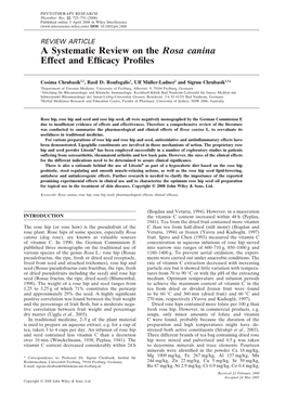 A Systematic Review on the Rosa Canina Effect and Efficacy Profiles