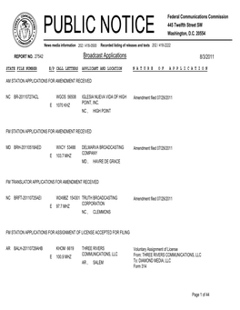 Broadcast Applications 8/3/2011