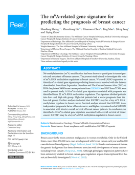 The M A-Related Gene Signature for Predicting the Prognosis of Breast Cancer