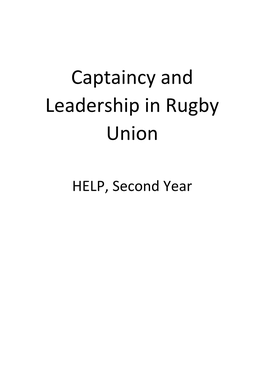 Captaincy and Leadership in Rugby Union