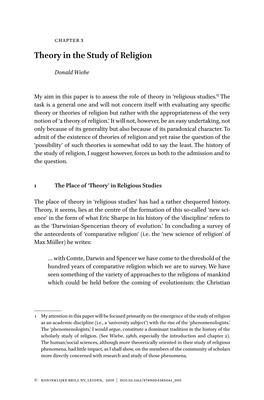 Theory in the Study of Religion