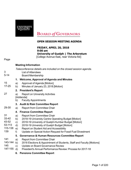Open Session Meeting Agenda Friday