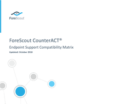 Forescout Counteract® Endpoint Support Compatibility Matrix Updated: October 2018