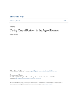 Taking Care of Business in the Age of Hermes Bernie Neville