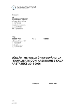 Kanalisatsiooni Arendamise Kava Aastateks 2015-2026