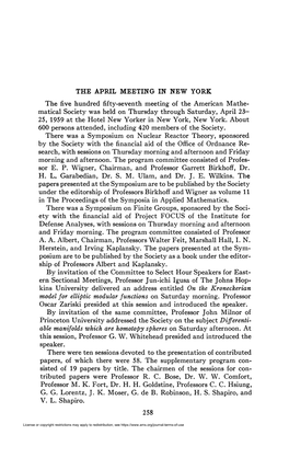 The April Meeting in New York