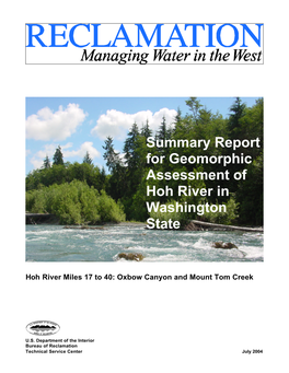 Bureau of Reclamation Hoh River Geomorphic