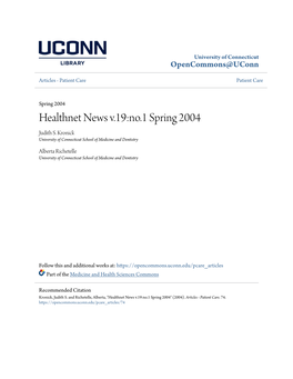 Healthnet News V.19:No.1 Spring 2004 Judith S