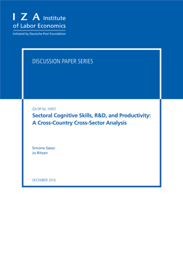 Sectoral Cognitive Skills, R&D, and Productivity