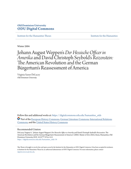 The American Revolution and the German Bürgertum's Reassessment of America Virginia Sasser Delacey Old Dominion University