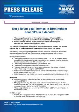 Homes in Birmingham Soar 58% in a Decade