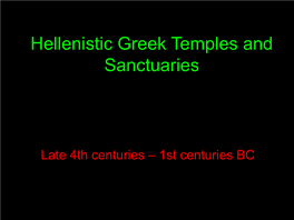 Hellenistic Greek Temples and Sanctuaries
