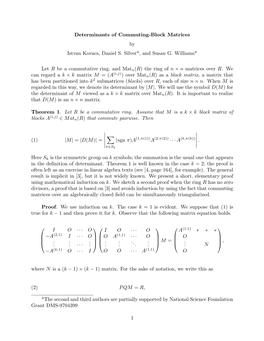 Determinants of Commuting-Block Matrices by Istvan Kovacs, Daniel S